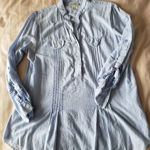 Half button tunic with roll up sleeves